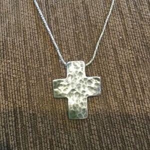 SILPADA STERLING SILVER HAMMERED CROSS PENDANT & C